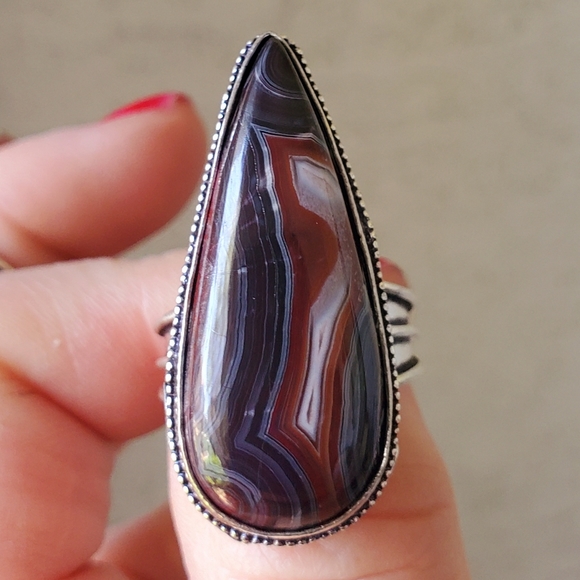 New Crazy Lace Agate 925 Silver Statement Ring. - Picture 2 of 14